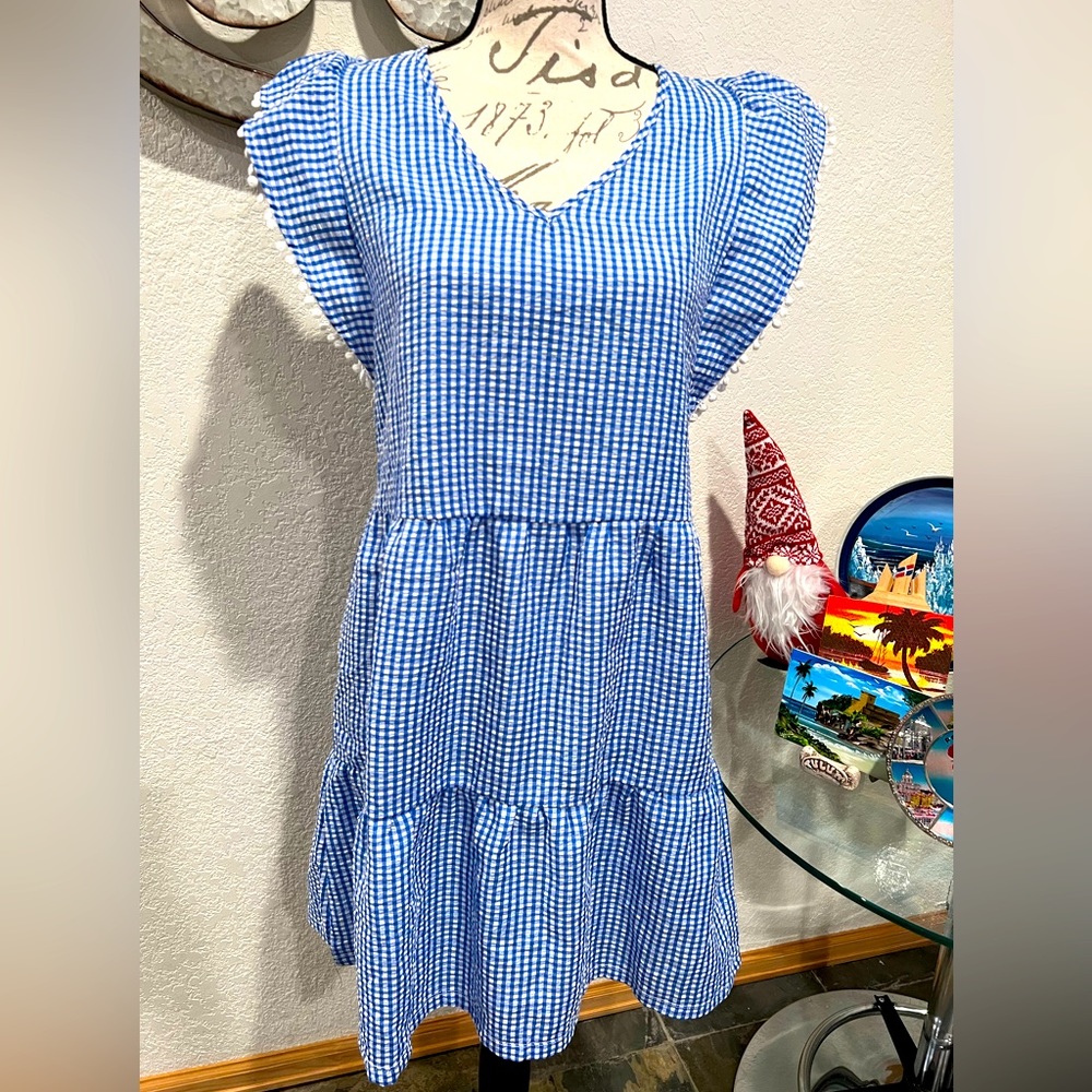 Blue checkered dress size Medium